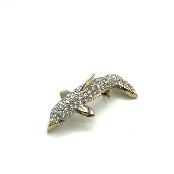 Dolphin Crystal Rhinestone Brooch Pin Jewelry Elegant Accessory - Picture 7 of 15